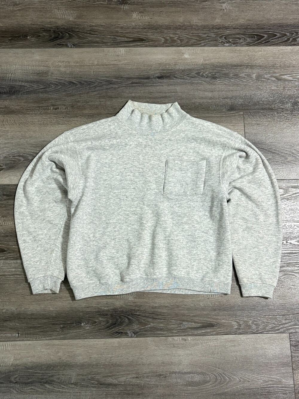Vintage 90s Santee Grey Chest Pocket Mock Neck Sweater Retro - Women’s Large